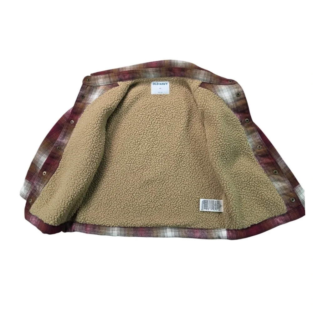 Sherpa Lined Plaid Shacket Burgundy Kids 5T Old Navy